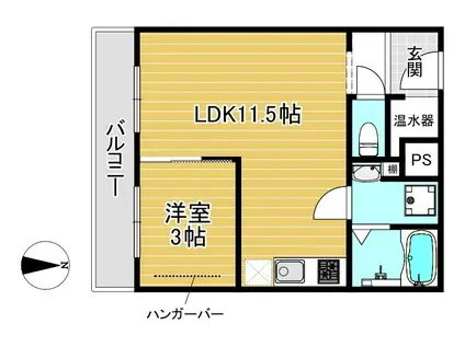 百万遍ハイツ(1LDK/2階)の間取り写真