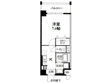 アンビシャス江崎(1K/1階)の間取り写真