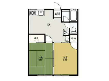 ファミールS(2DK/2階)の間取り写真