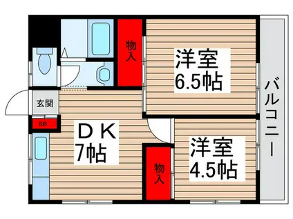 プラザ北小金(2DK/3階)の間取り写真