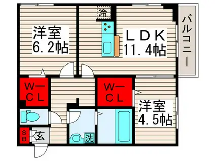クレールX(2LDK/3階)の間取り写真