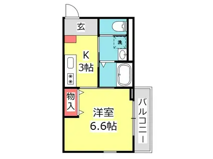 羽衣町2丁目(1K/3階)の間取り写真