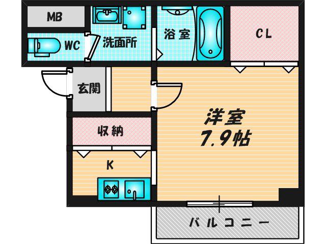 メゾングローブ(1K/2階)の間取り写真