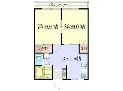 コーポアイリス(2DK/1階)の間取り写真