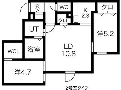 LE CLAIR MINAMIMARUYAMA(2LDK/3階)の間取り写真