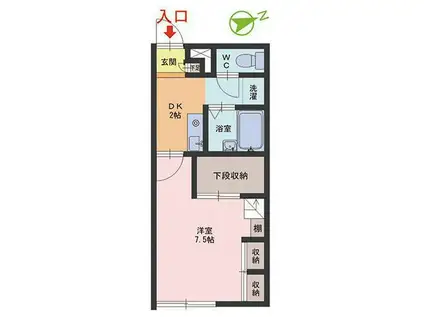 ESPOIRII(1DK/2階)の間取り写真