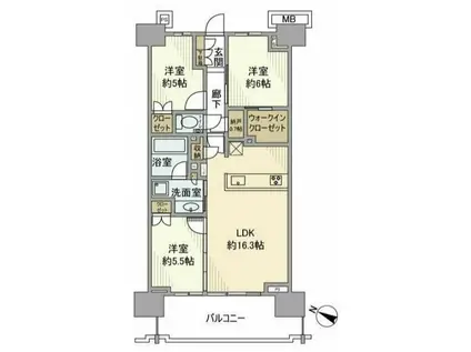 プラウドシティ武蔵浦和ステーションアリーナ(3LDK/19階)の間取り写真