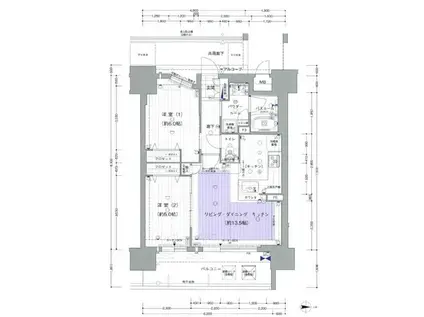 プレサンスロジェ丸の内テラス(2LDK/13階)の間取り写真