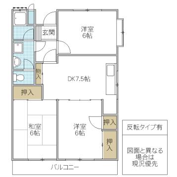市毛マンション(3DK/2階)の間取り写真