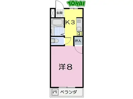 ドーミトーリィDOI(1K/3階)の間取り写真