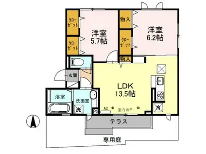 グラン・シャリオ(2LDK/2階)の間取り写真