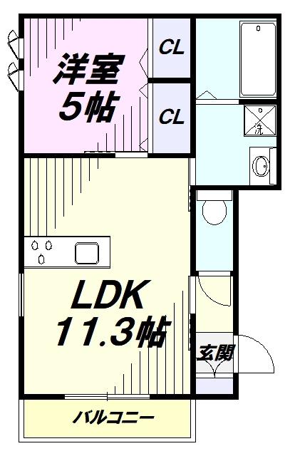 MONICA VERDE(1LDK/3階)の間取り写真