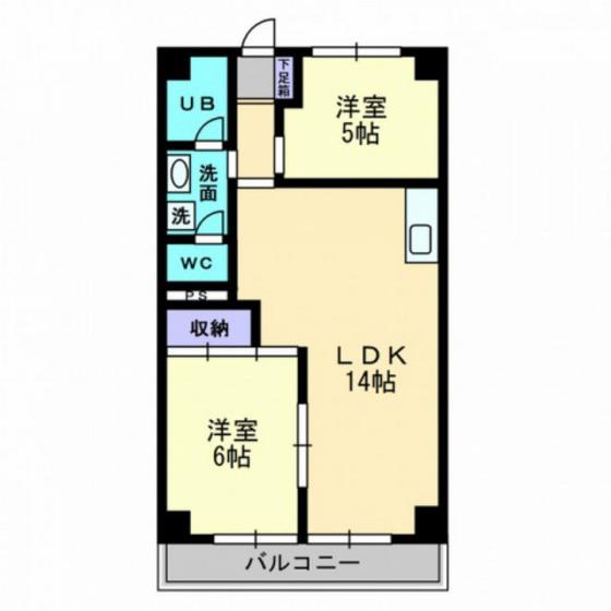 深可ヒュッテ(2LDK/5階)の間取り写真