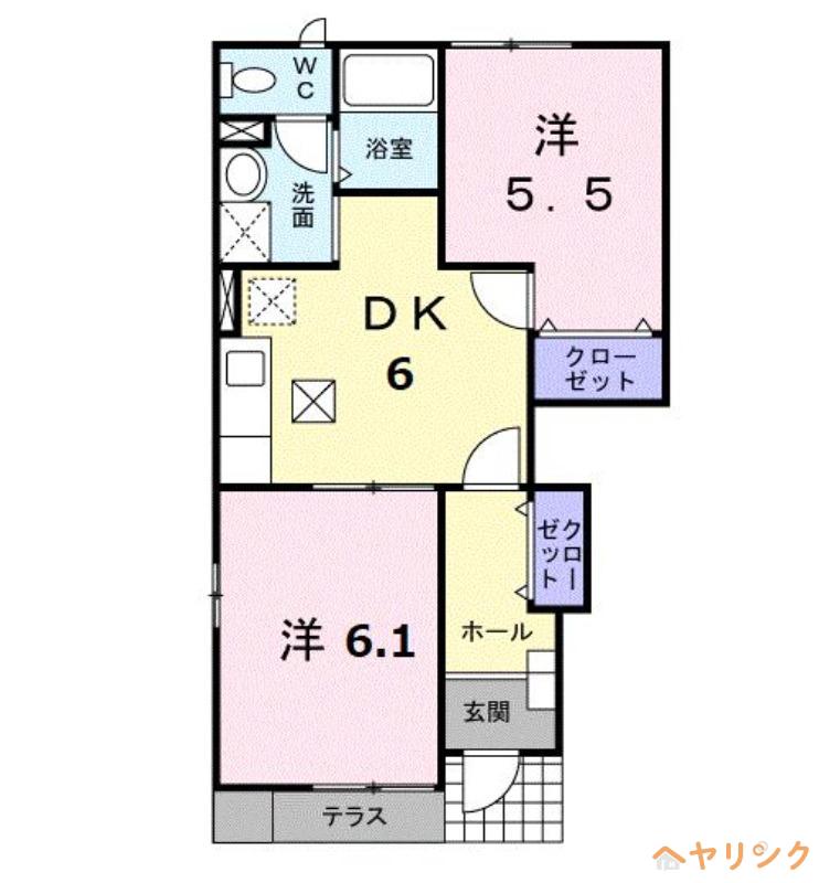 グレイシアII(2DK/1階)の間取り写真