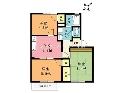 SHMアークガーデン桶川C(3DK/2階)の間取り写真