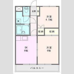 さくら都市マンション1番館(2DK/4階)の間取り写真
