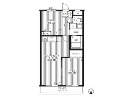 ベルヴィ新城(2LDK/1階)の間取り写真