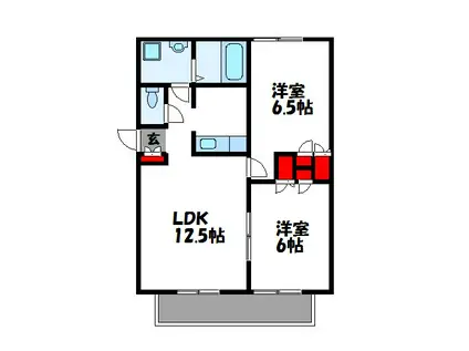 レジオンドヌールA(2LDK/1階)の間取り写真