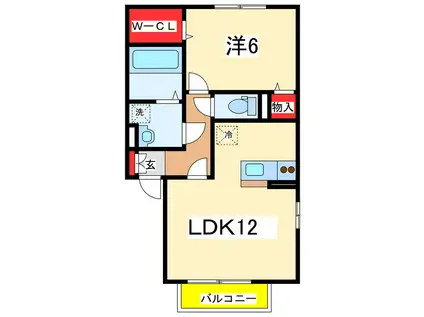 ファーストスクエア(1LDK/2階)の間取り写真