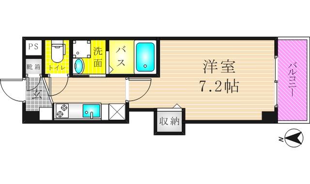 リバーライズ東小橋II(1K/2階)の間取り写真