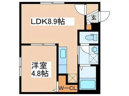 SUNS(1LDK/1階)の間取り写真