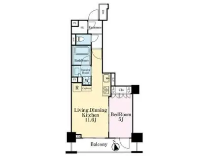 オープンレジデンシア麻布六本木(1LDK/7階)の間取り写真