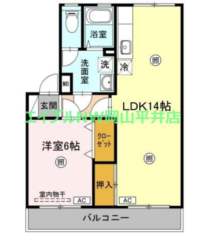 レコルト福田I(1LDK/3階)の間取り写真