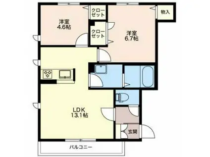 コートヤード T A(2LDK/1階)の間取り写真