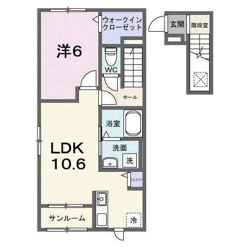 フレッサ II(1LDK/2階)の間取り写真
