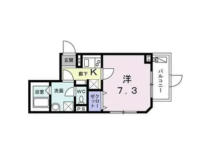 SUN BRIGHT(1K/1階)の間取り写真