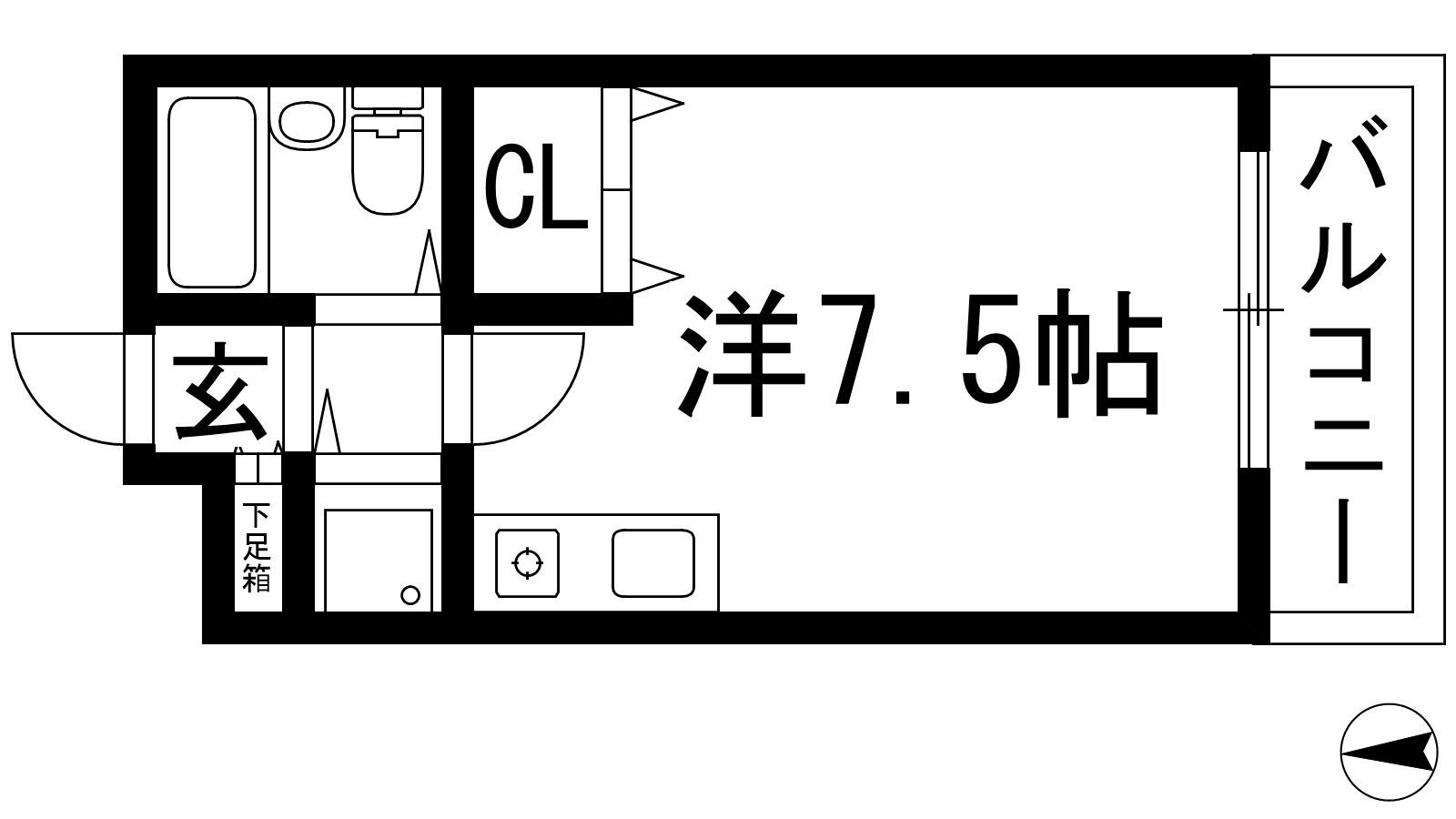 RIO花屋敷(ワンルーム/2階)の間取り写真