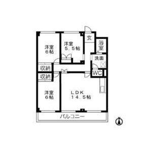 カサ東田面(3LDK/3階)の間取り写真