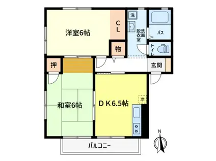 セントパークハイツ B(2DK/2階)の間取り写真