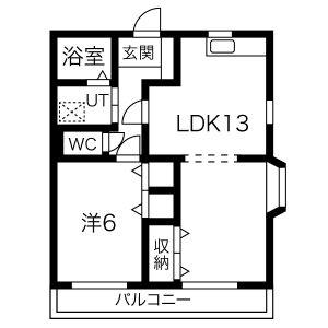 サンピュア長沼(1LDK/1階)の間取り写真