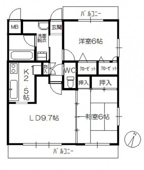 ドルチェとうすい(2LDK/3階)の間取り写真