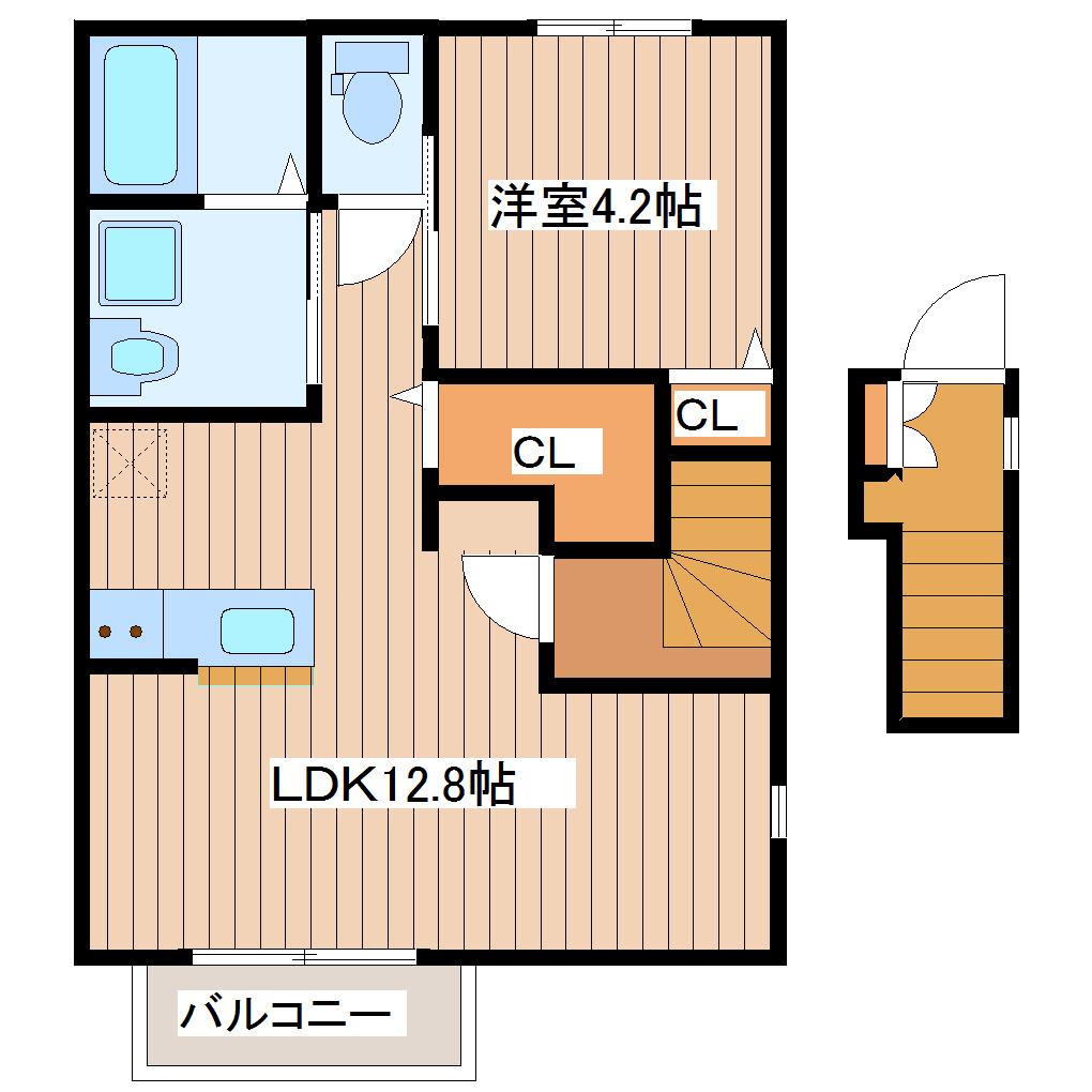 ラルーナ(1LDK/2階)の間取り写真