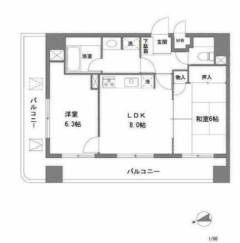 ラヴィータ谷塚駅前I(2LDK/3階)の間取り写真