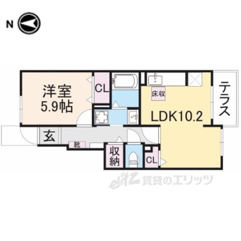 ジュネス2(1LDK/1階)の間取り写真