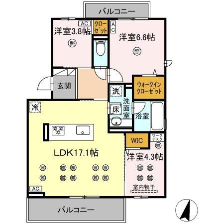 D-ROOM HILLS 泉台(3LDK/3階)の間取り写真