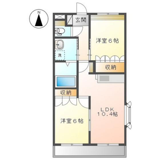 プランドールS-II(2LDK/2階)の間取り写真