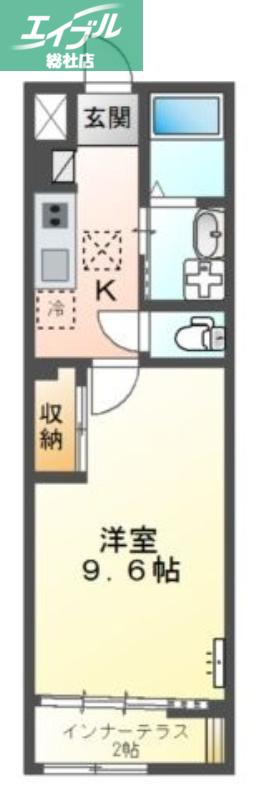 シェルル中畝(1K/1階)の間取り写真