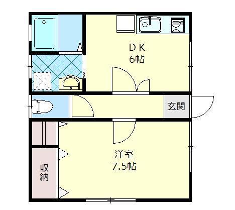 CASAやまたつI(1DK/1階)の間取り写真