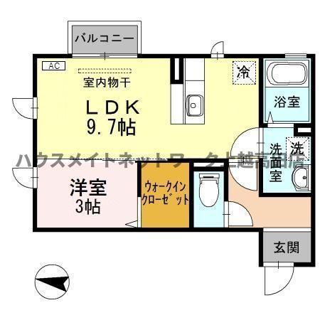 プラムコート木田B(1LDK/2階)の間取り写真