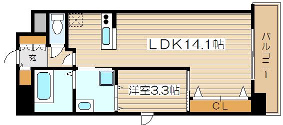 プリマクラッセ(1LDK/9階)の間取り写真