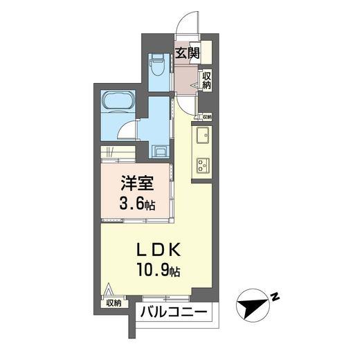 クオリスタ都賀(1LDK/2階)の間取り写真