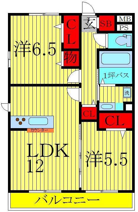 エス・ストーク(2LDK/3階)の間取り写真