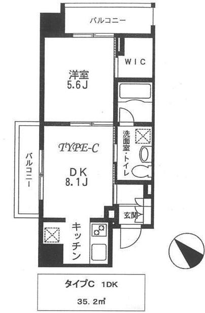 PARK SIDE KAMIYAMA パークサイド神山(1DK/6階)の間取り写真