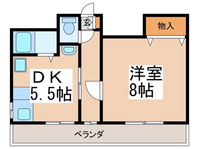 サンセール岡部(1DK/2階)の間取り写真