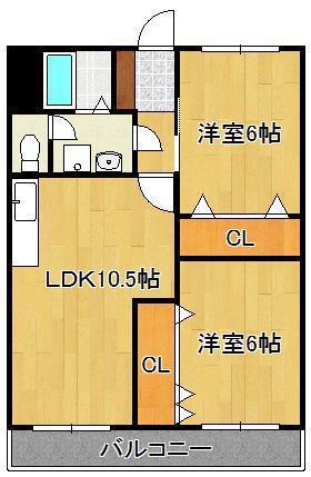 フェルト727(2LDK/2階)の間取り写真