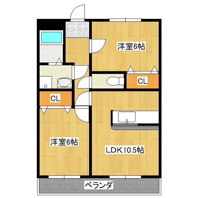サンモール美木(2LDK/1階)の間取り写真